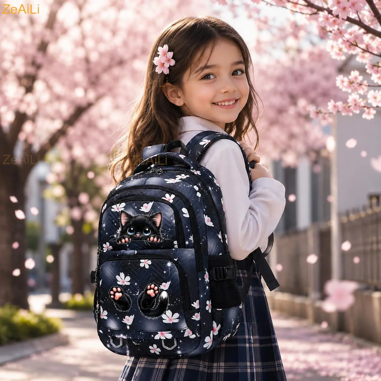 Black Cat Paw Themed Casual Waterproof Women Backpack Female Travel Bag Backpacks Schoolbag for Teenage Girls Bookbag Mochila
