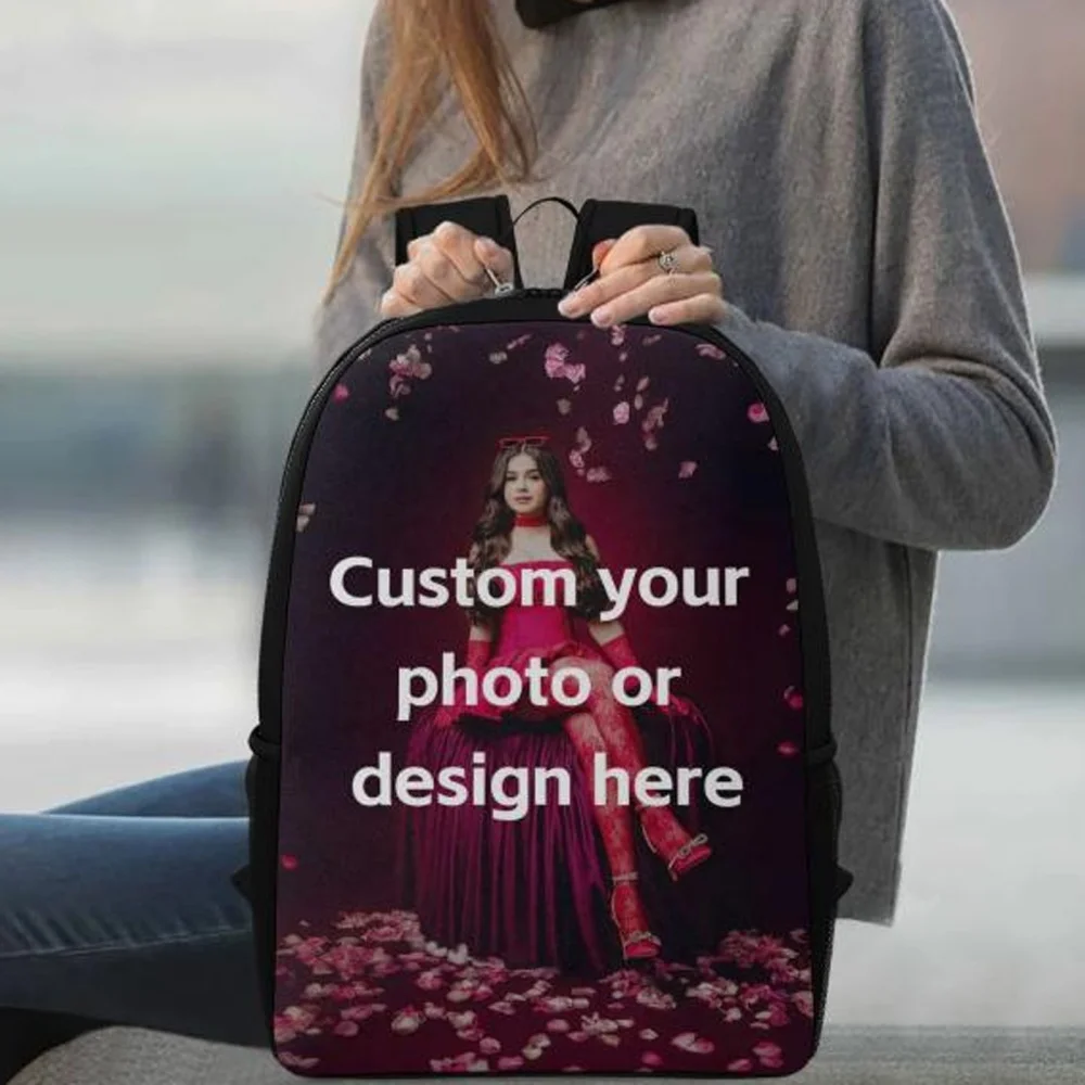 Custom Photo Backpack Personalized DIY Image Print 17 Inch Laptop Bookbag Casual Travel School Backpack for Boys Girls Teens