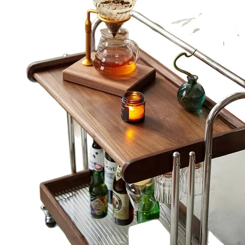 

Medieval solid wood coffee table removable sofa side few walnut retro side cabinet living room trolley bedside rack