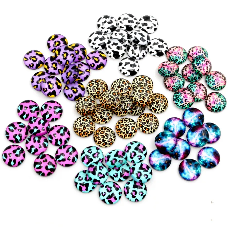 Vendita calda 8 millimetri 10mm 12mm Nebulosa del Leopardo Handmade Cabochons di Vetro Del Modello A Cupola Accessori Dei Monili Forniture