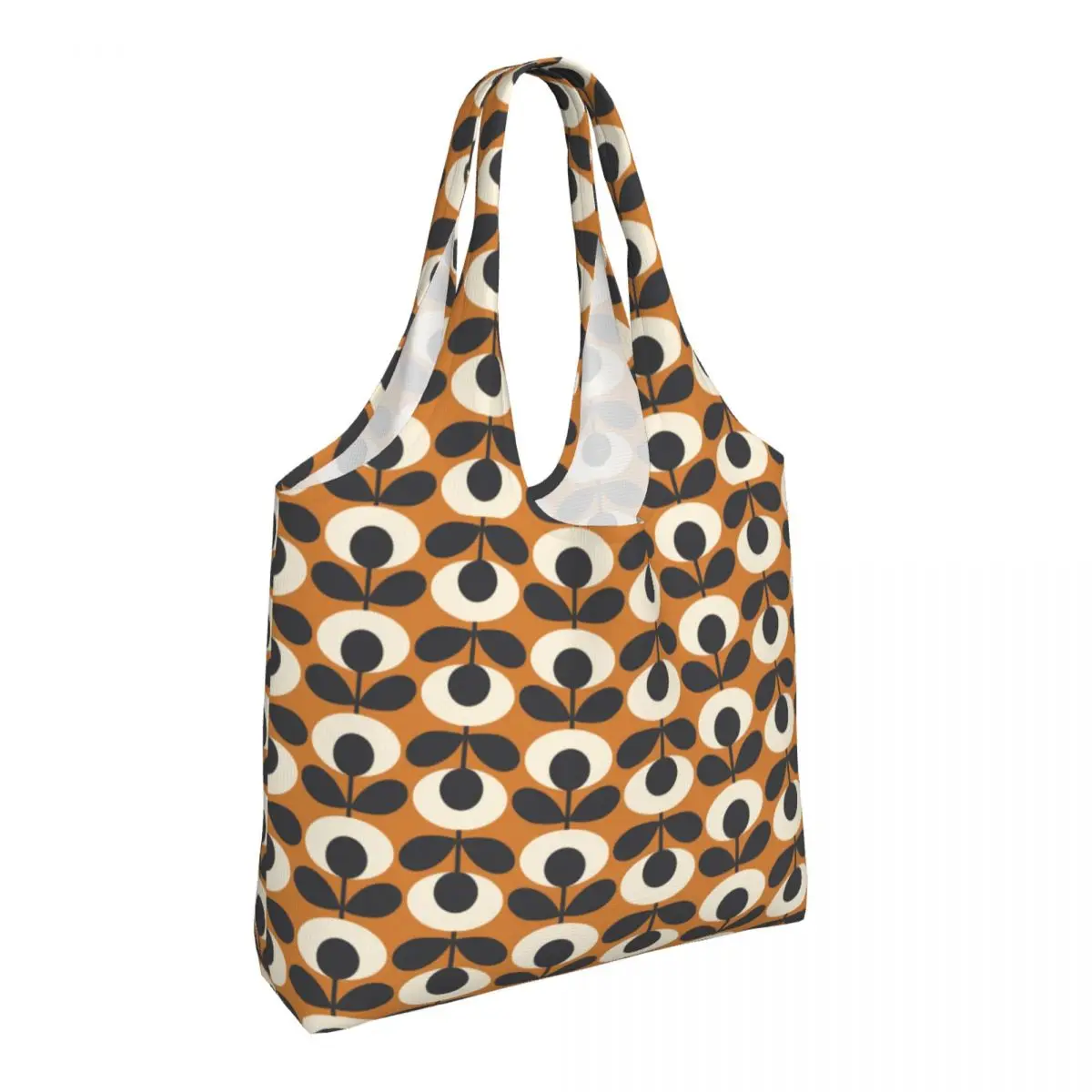 Custom Orla Kiely Flower Oval Sacola de compras para mulheres, sacos de lona Shoulder Shopper, bolsas de grande capacidade, mercearia presentes