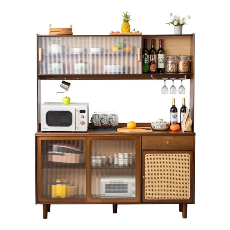 Modern Kitchen furniture Storage bamboo  vattan side board Cabinet set 80/120/150cm width side storage cabinet