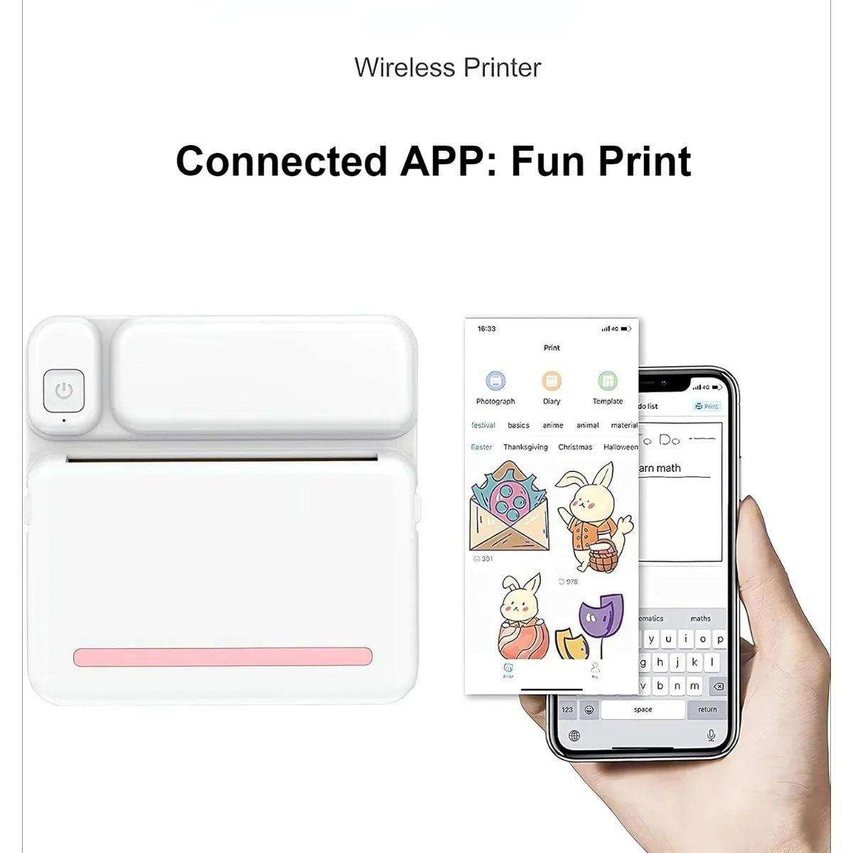 Sticker Printer- Mini Printer C19 Bluetooth Fotoprinter Voor Het Leren Van Hulp, Studie Notities, Dagboek, Plezier, Werk, Kwitanties