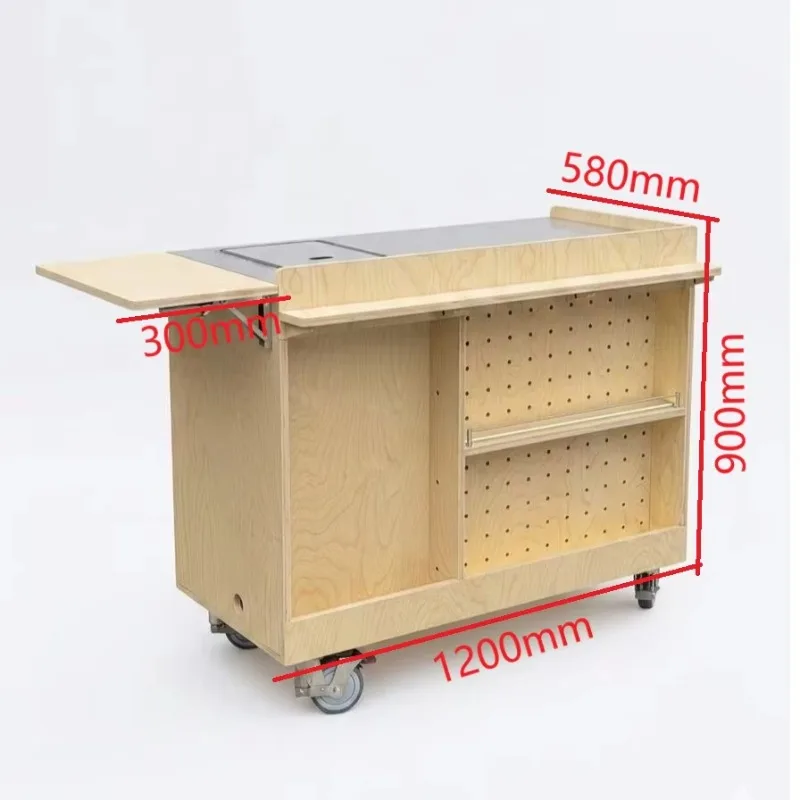 4-Wheel Food Snack Coffee Cart Mobile Hand Push Bar Counter Beverage Candy Trolley for Outdoor Event Festival Customized