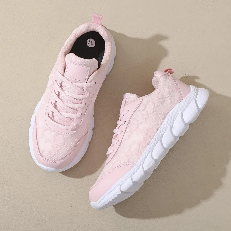 

Women Star Pattern Lace-up Breathable Sneakers Daily Casual Round Toe White Sports Shoes Spring Fashion Going Out Running Shoes
