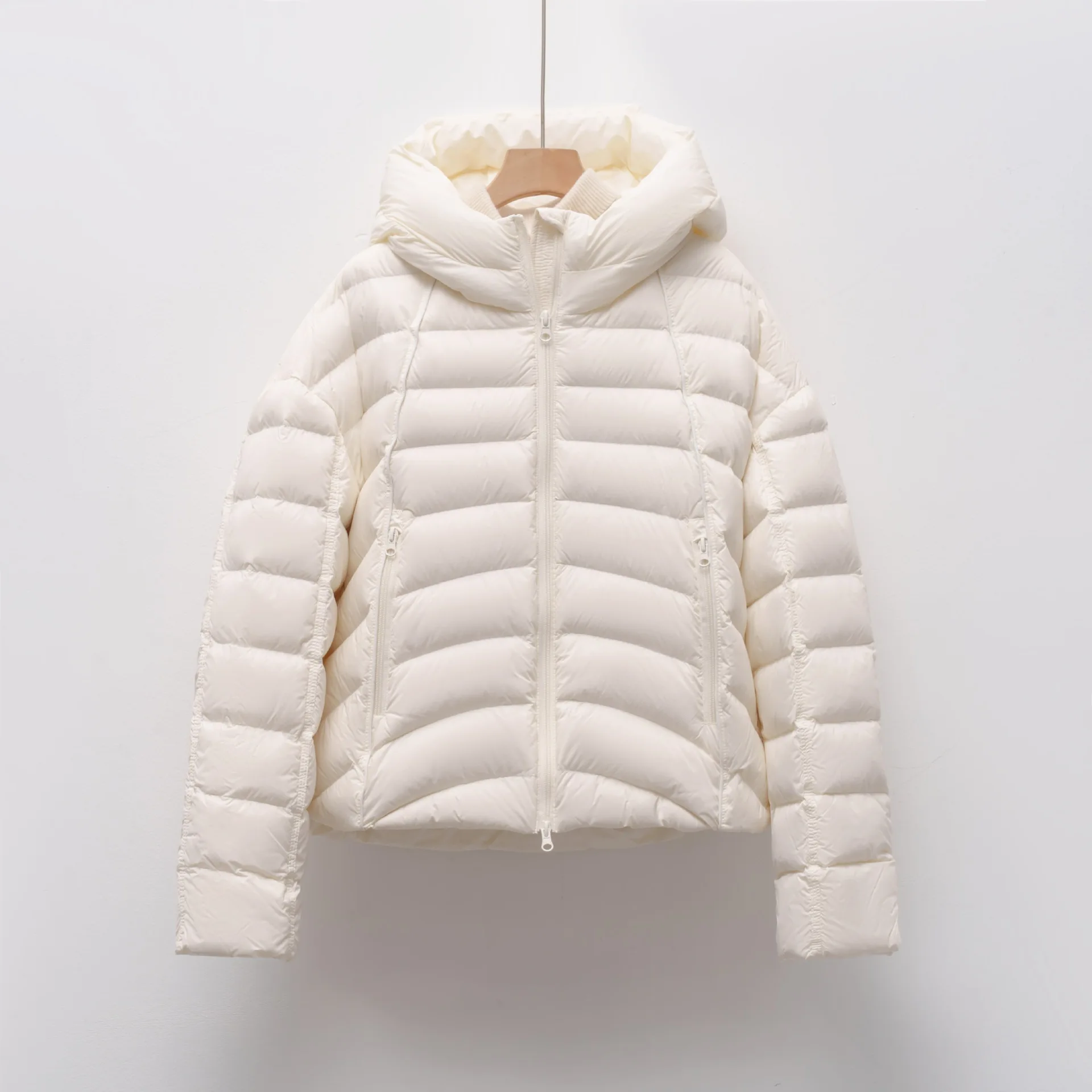 

New 90% White Down Duck Jacket for Women's Winter Simple Short Style Puff Parka Rib Hoodie Coat Women