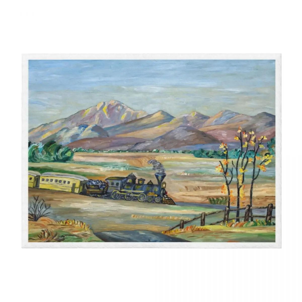 

A Train Moving Through Wild West Naive Painting Throw Blanket Summer Kid'S Decorative Beds Blankets