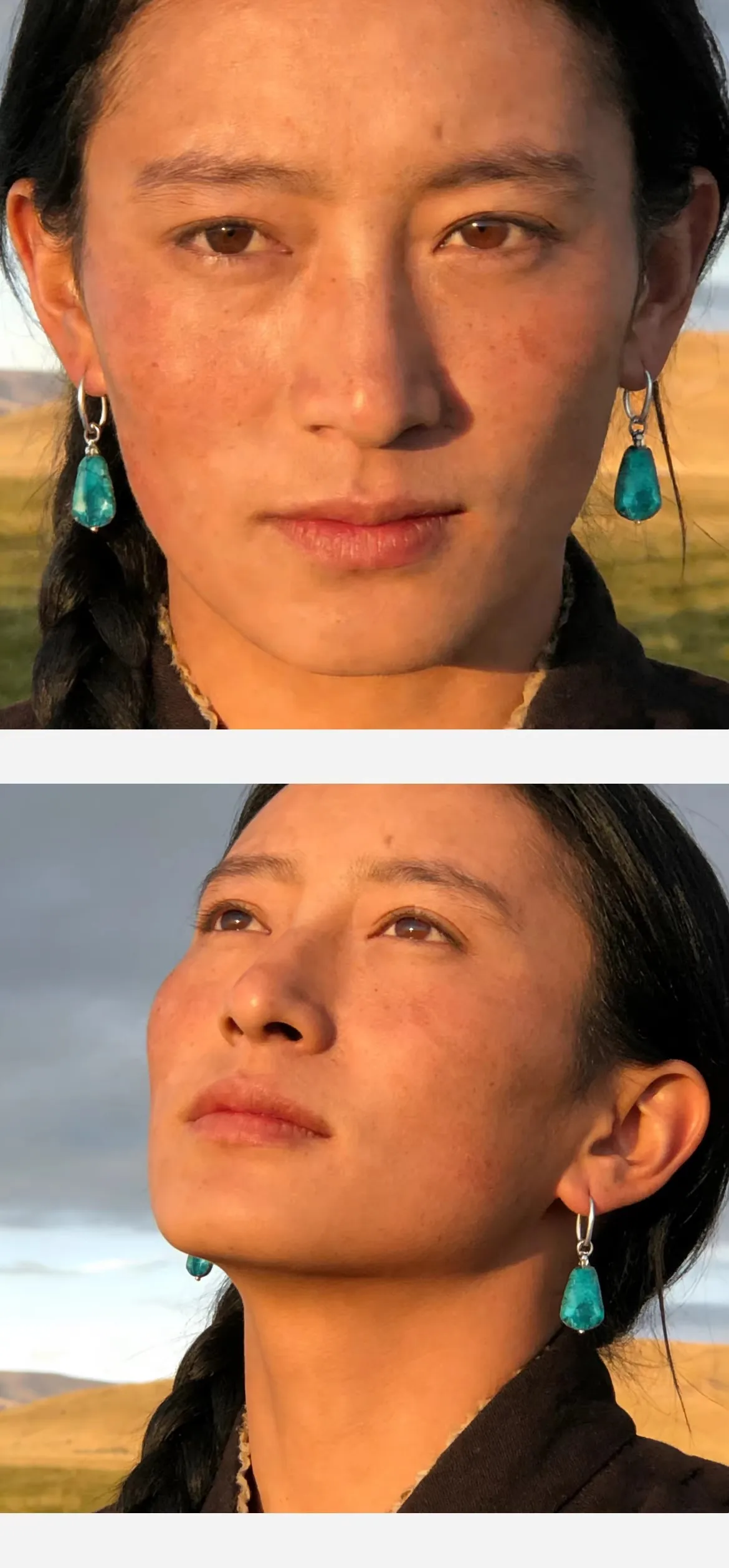 

Оригинальные серьги-подвески в тибетском стиле из натурального необработанного бирюзового камня, с крючками из стерлингового серебра 925 пробы, ручная работа, этнический бохо-стиль