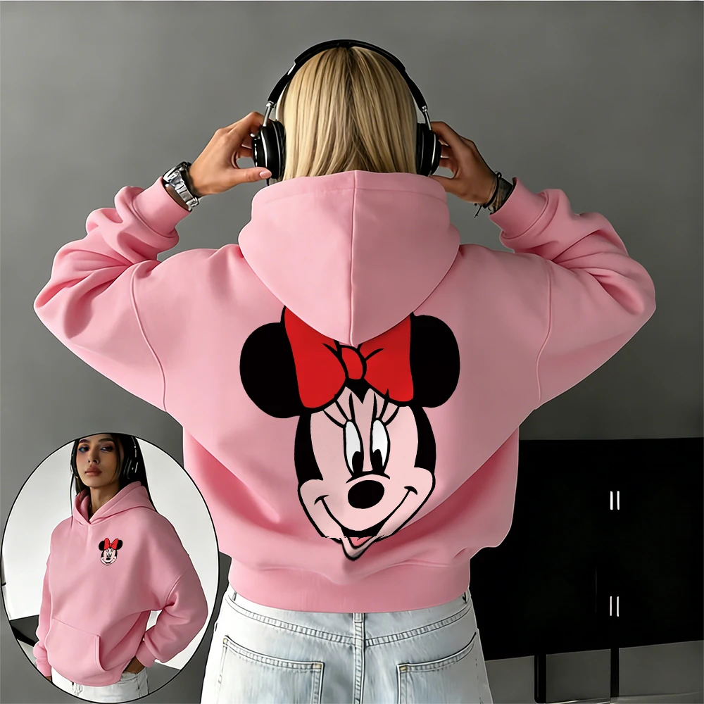

Хлопковые толстовки с принтом Дисней Минни, осень-зима 2026, комплект для родителей и детей, высококачественная унисекс-одежда, сохраняющая тепло и комфорт