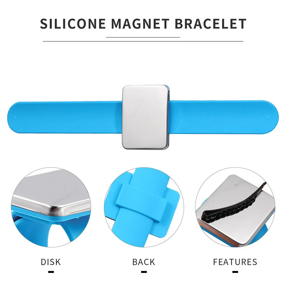 

2pcs Magnetic Pin Bracelet Silicone Slap Wristband For Sewing Hair Styling Needle Holder Pincushion Hairdresser Supplies