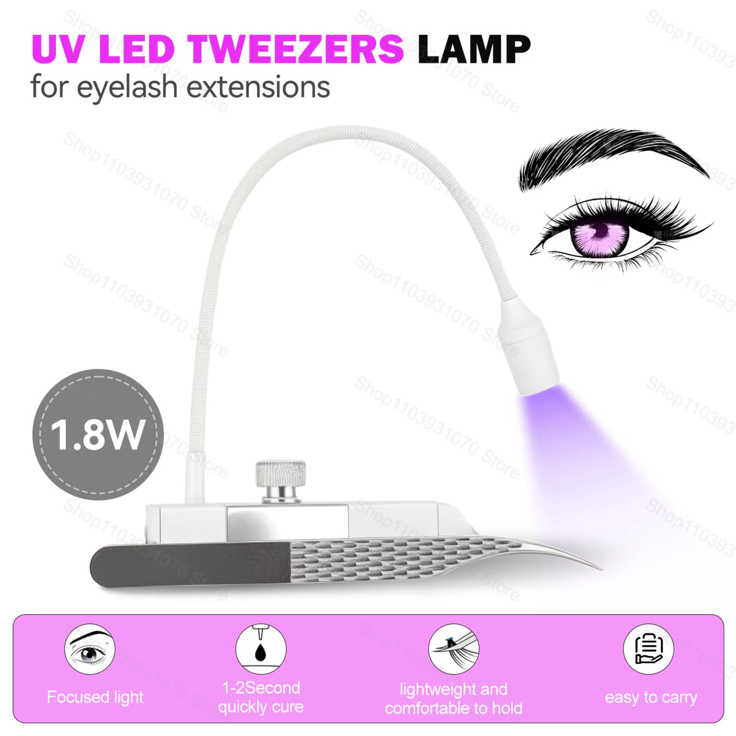 Pince à épiler portative lampe à LED pince à cils à durcissement rapide colle UV pour ongles Gel colle à cils avec pédale adaptée