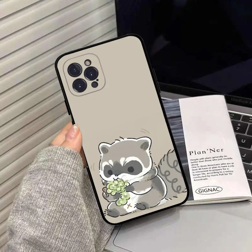 Raccoon Cute Phone Case Silicone Soft for iphone 15 14 13 12 11 Pro Mini XS MAX 8 7 6 Plus X XS XR Cover