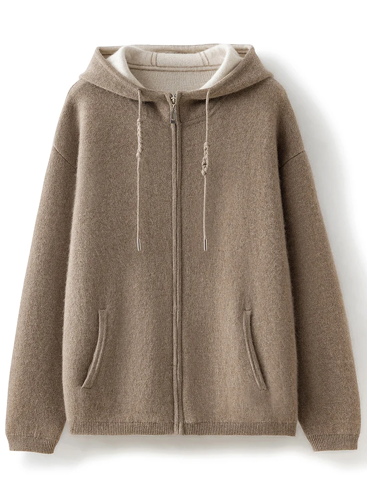 Ladies' casual temperament pure cashmere air hoodie