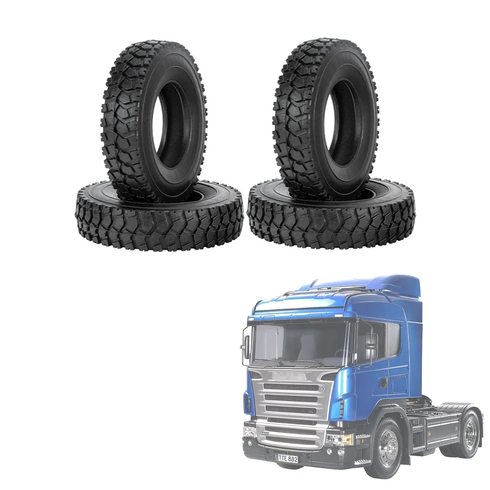 

FBIL-4Pcs Hard Rubber Tires For 1/14 Tamiya RC Semi Tractor Truck Tipper MAN King Hauler ACTROS SCANIA Upgrade Parts