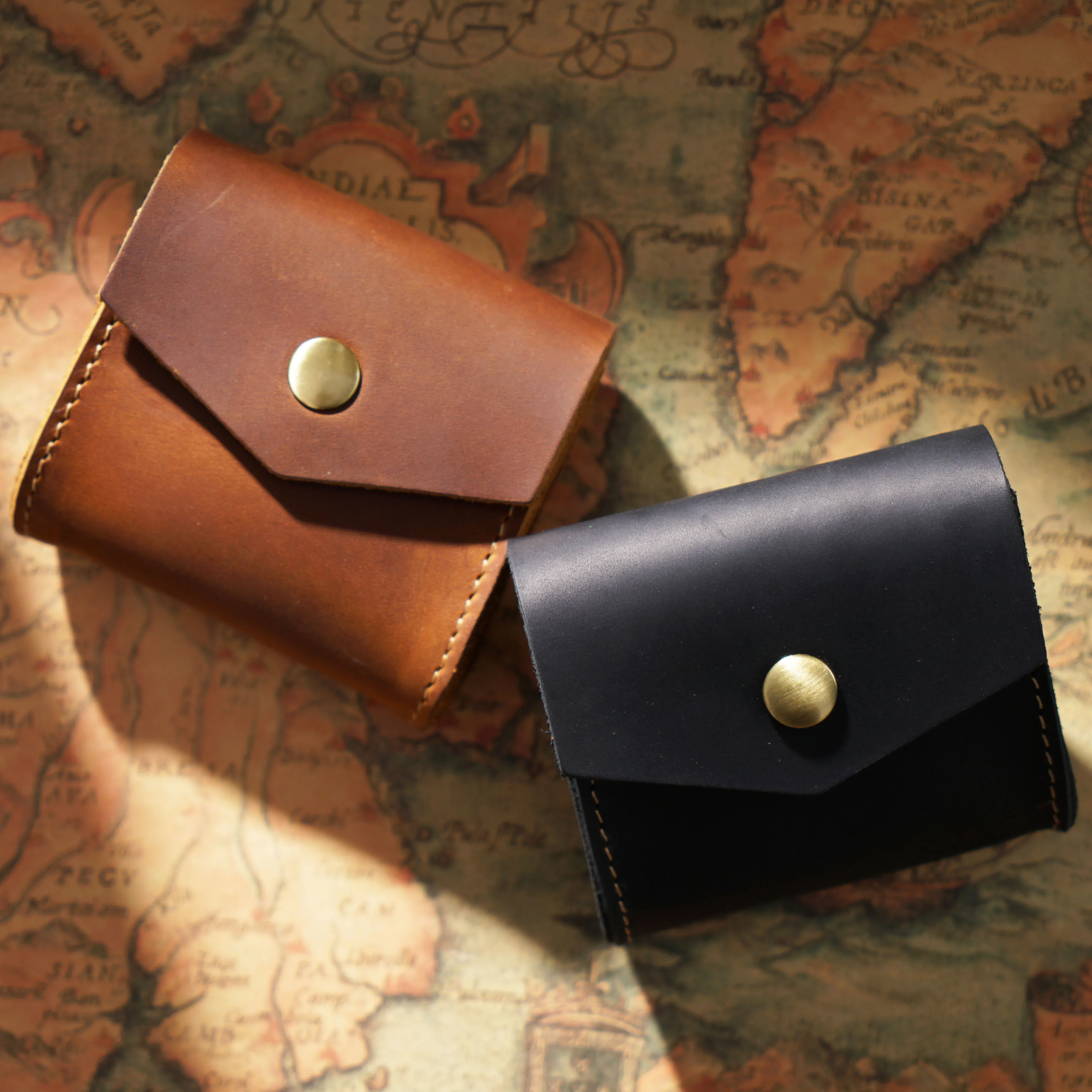 محفظة صغيرة من الجلد الياباني والكوري - محفظة عملات معدنية كلاسيكية مصنوعة يدويًا ومنظم لسماعات الأذن/الكابلات/العملات المعدنية #5