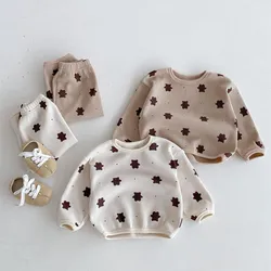 Toddler Boys Girl Casual Clothes Sets Cute Cartoon Bear Long Sleeve Top + Pants Fashion Spring Baby Outfits