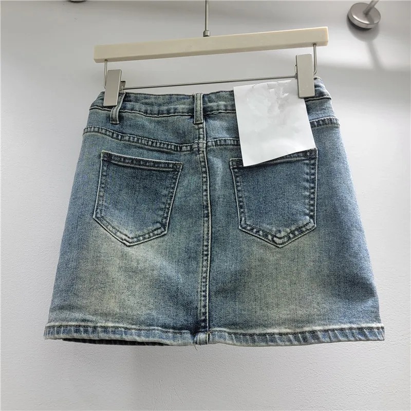 Denim Skirts Women Short Skirt Beach High Waist A Line Slim Fit Hip Wrap Bow Butterfly Splice Y2k Streetwear Work 2026 summer