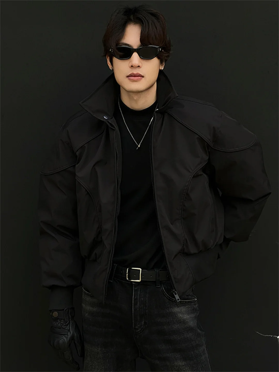 

Мужская зимняя теплая куртка из хлопка в стиле пэчворк с отстегивающимся меховым воротником, модная верхняя одежда Cleanfit