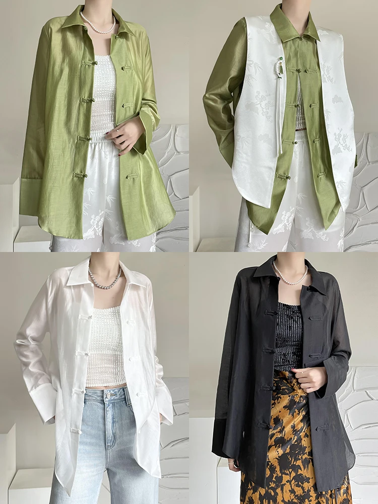 

Рубашка свободного кроя из шелковой смеси на пуговицах, с длинным рукавом, однотонная, универсальная, любимая модель владельца.