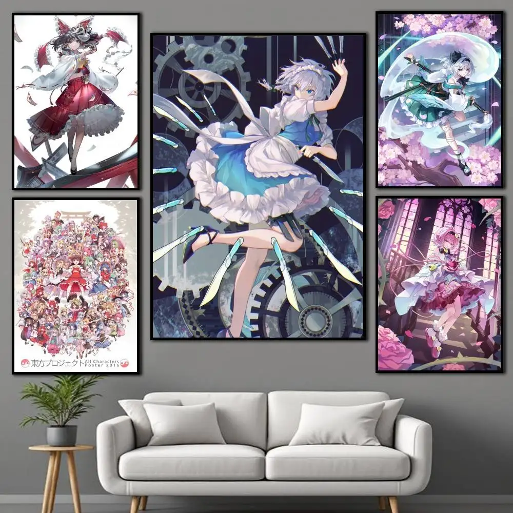 

Game T-Touhou ProjectS CharacterS Poster Self-adhesive Art Waterproof Paper Sticker Coffee House Bar Room Wall Decor