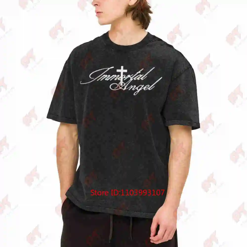 Extra Large Y2K Punk Goth White Angular Text Korean Harajuku Vintage Washed Tee Pure Cotton T-Shirt