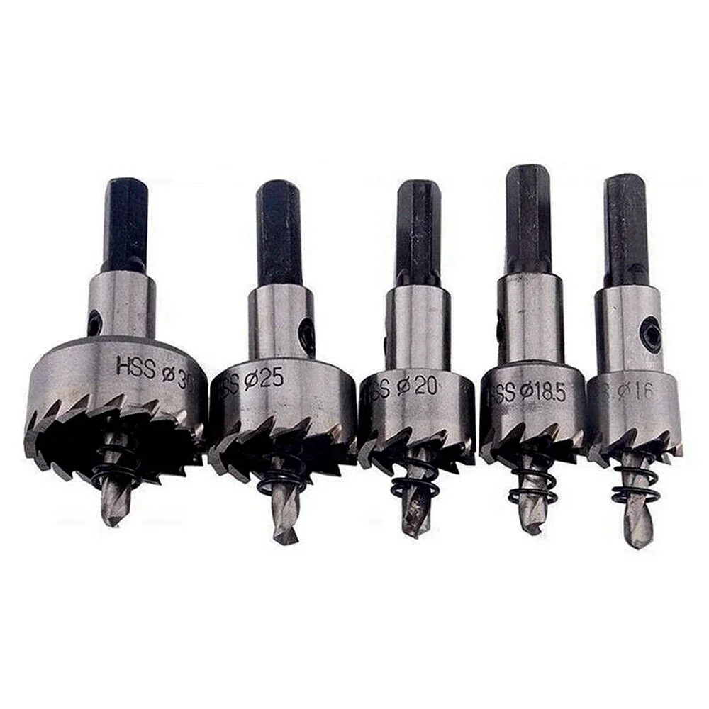 5Pcs Carbide Tip HSS Drill Bit Hole Saw Set Stainless Steel Metal Alloy 16/18.5/20/25/30mm Woodworking Tools