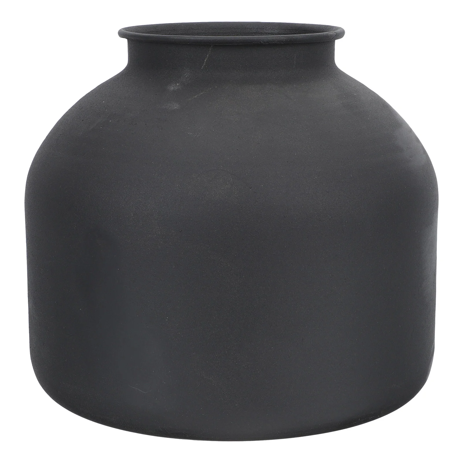 

Matte Black Large Round Vase Iron Flower Pot Ornament Creative Decorations Desktop