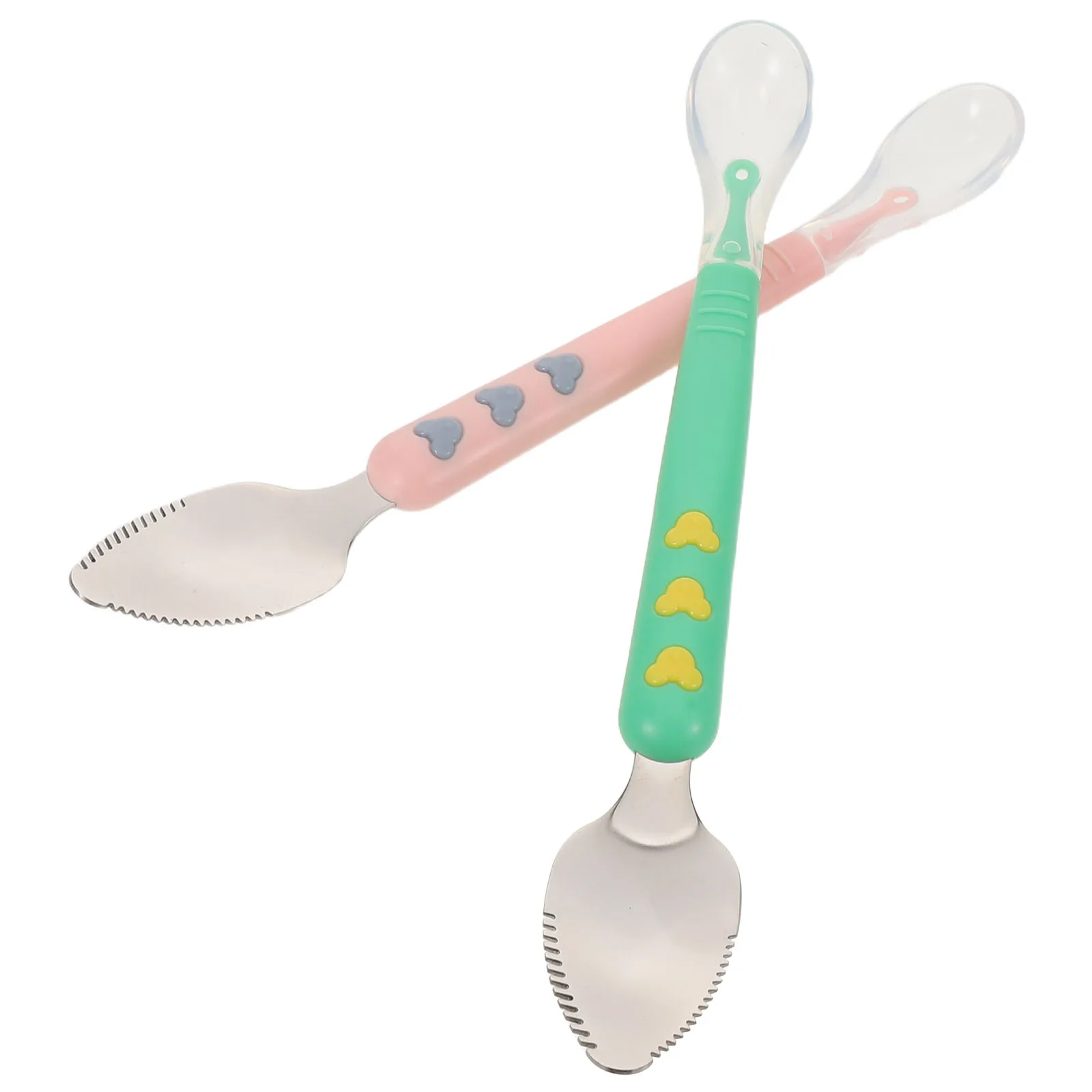 

2Pcs Double Head Baby Silicone Spoon - Soft Infant Feeding Utensil for Weaning Scraping Fruit Puree Portable Travel Essential