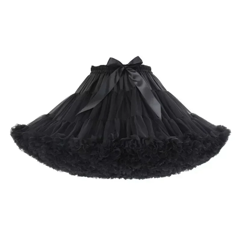 Lolita Violence Cosplay Fluffy Skirt Crinoline Gothic Petticoat Underskirt Vintage Elastic Waist 2-Loop Ball Gown Ruffles
