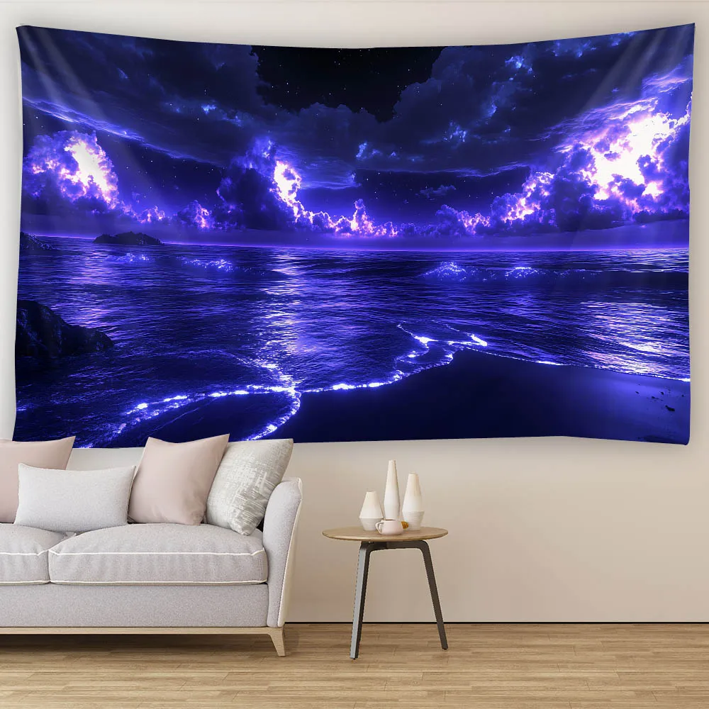 

Luminous beach night view, ocean oil painting, multi-scale home wall hanging cloth, multifunctional holiday decoration, office