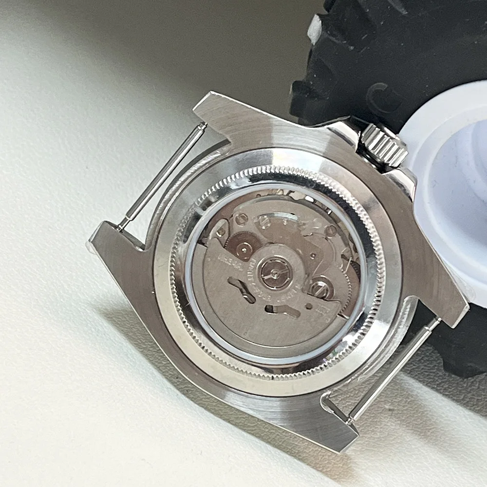 ساعة ميكانيكية للرجال 40 ملم، إطار أحادي الاتجاه NH34 GMT، عقارب حمراء، تاريخ، كريستال ياقوتي، علبة ستانلس ستيل