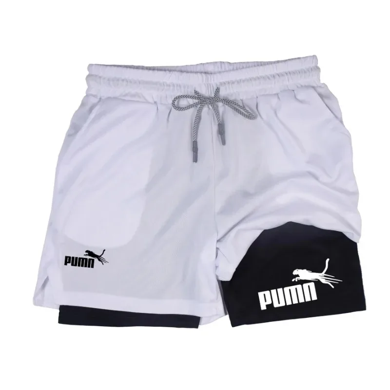 Summer Breathable 2-in-1 Double-layer Shorts for Men's Elastic Compression Shorts Quick-drying  Phone Pocket Towel Loop Shorts image 5