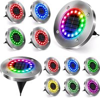 16 LEDs Solar Lights Outdoor, Bright Multi-Color Solar Ground Lights Waterproof Lights for Pathway Garden Yard Lawn Walkway