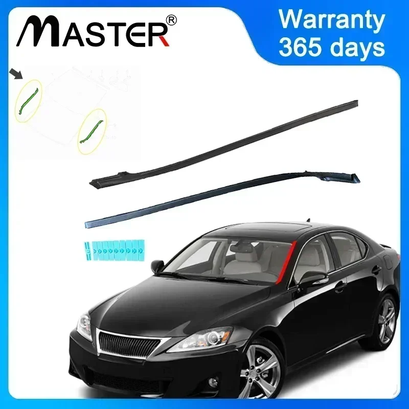 2 pcs Roof Drip Moulding with Clips Windshield Pillar Molding 7555253020 7555153020 For 06-13 Lexus IS250 IS F IS350 75551-53020