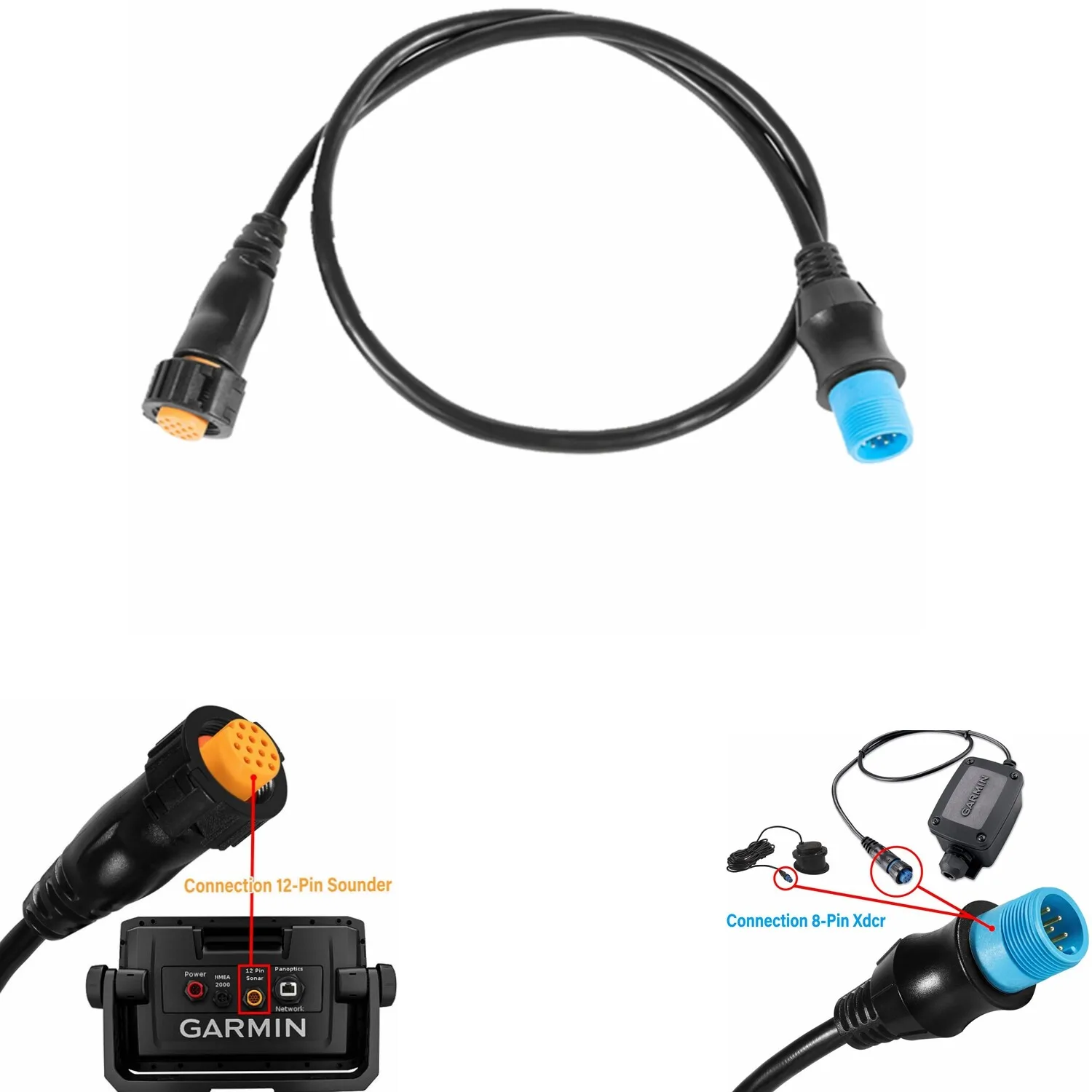 Adaptador de sonido Xdcr de 8 pines a XID de 12 pines para 010-12122-10 GARMIN,Sonar Marine,ECHOMAP Chrip, ECHOMAP UHD, ECHOMAP Ultra