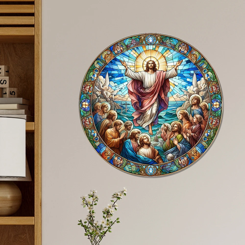 20cm Jesus Print Acrylic Discs God Stained Window Hangings Savior Children Room Decor