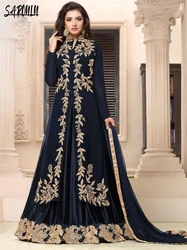 Kaftan High Neck Evening Dresses Vintage A-line Customized Caftan Appliques Floor-length Plus Size Prom Gown Robe De Mariée