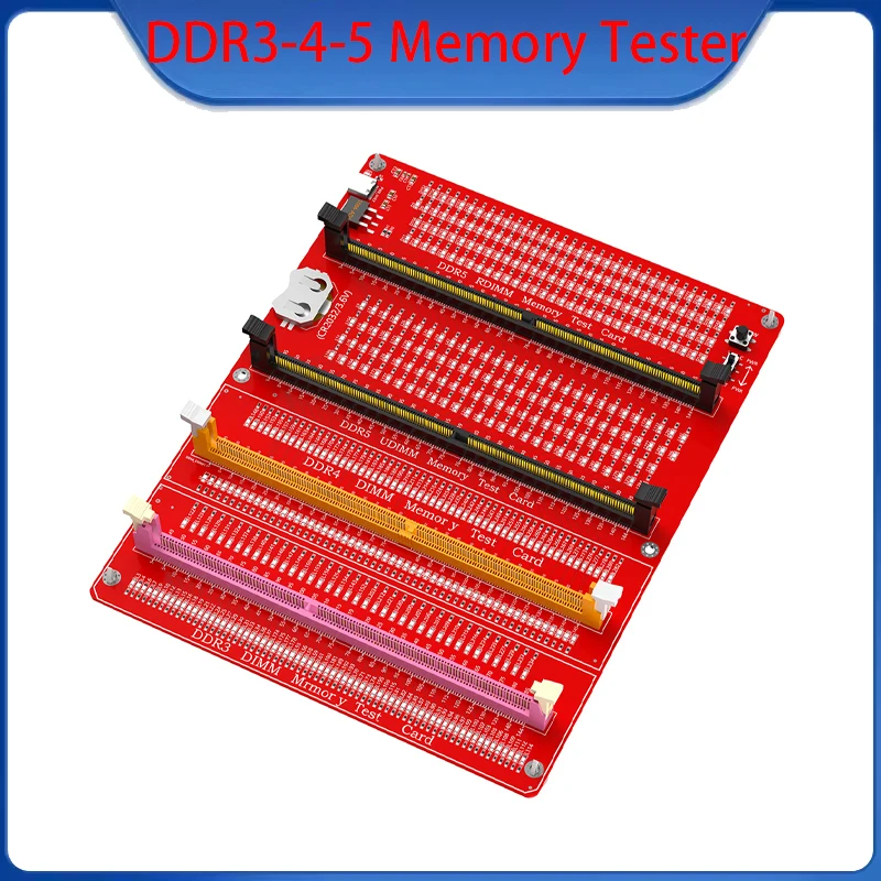 

Комбинированный тестер памяти 3 в 1 DDR3/4/5 RDIMM/UDIMM для настольного компьютера, тестовая карта памяти DDR3/4/5 со светодиодными индикаторами, светодиодные индикаторы