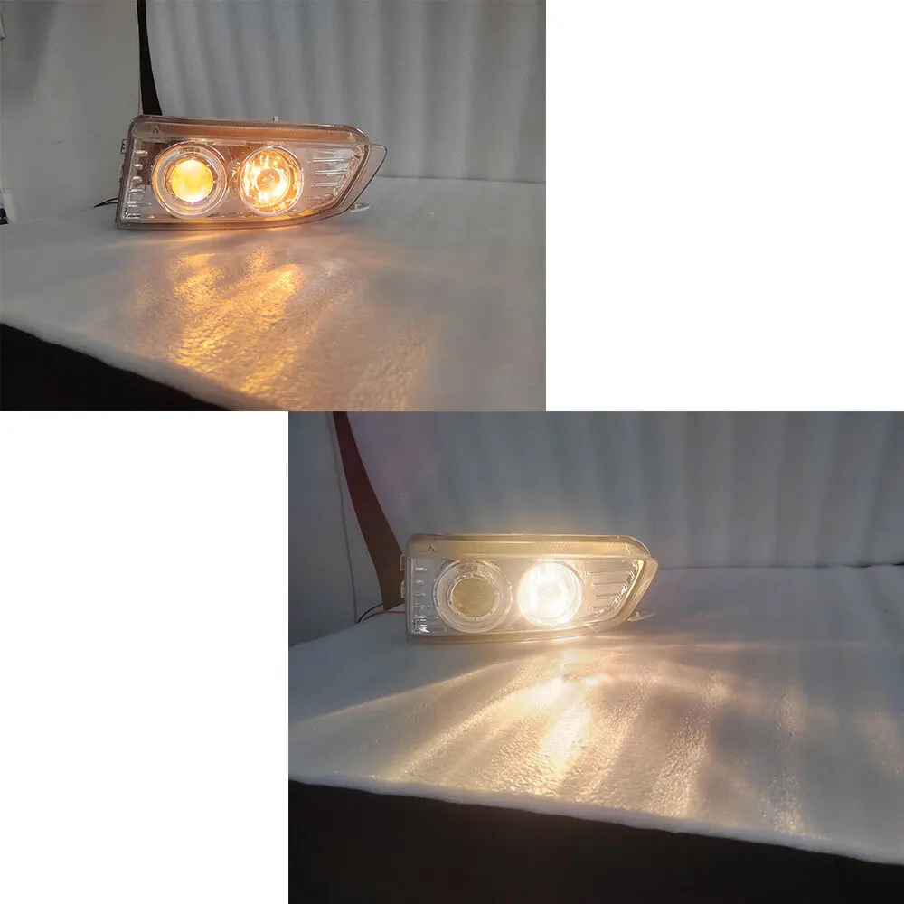 

A Pair Car LED Headlamp for Toyota Corolla Ae110 White Background Angel Eyes Lens Headlights1996 1997 1998 1999