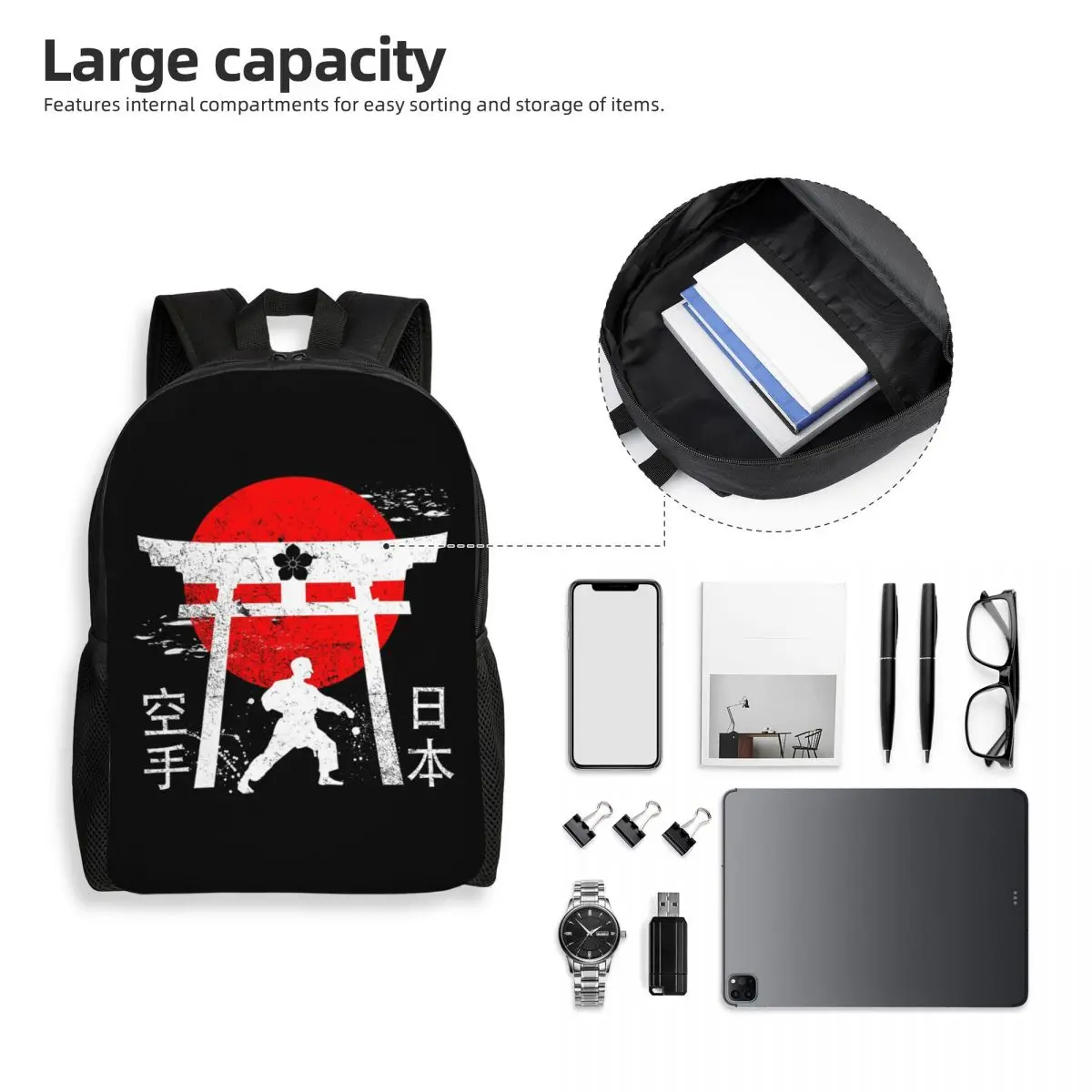 Budo Soul Karate Spirit Martial Arts Backpack Student Boys Girls BookBag School Bag Laptop Shoulder Bags