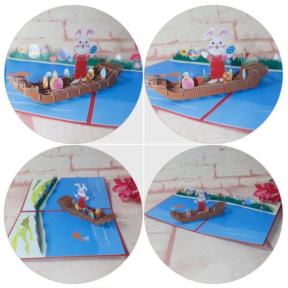 

3D Three-dimensional Rabbit Greeting Card Easter Party Supplies Cards Unique Kid Gifts Practical Invitation Creative