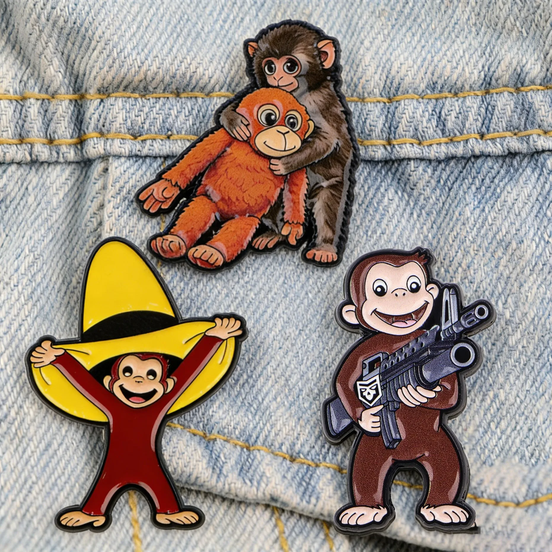 Pins de Esmalte de Macaco Fofo, Broches de Animais de Desenho Animado, Pins de Lapela Modernos para Mochilas, Emblemas de Moda para Calças Jeans e Chapéus, Presentes para Fãs