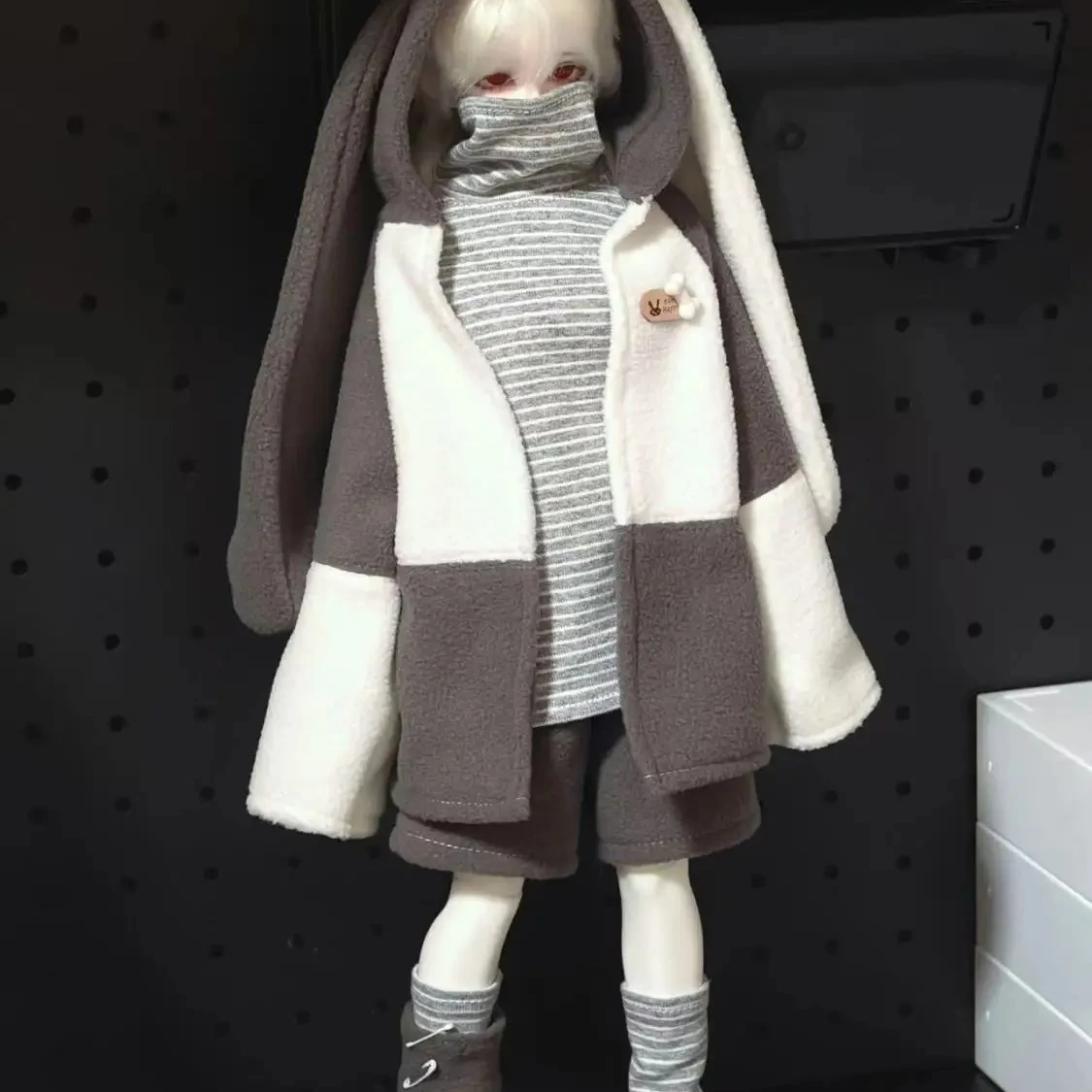 

1/4 Doll's Clothes Suit for 45cm Bjd Doll Play House Coat+long Sleeves+shorts+socks Girl Toys Dress Up Doll Accessories, No Doll