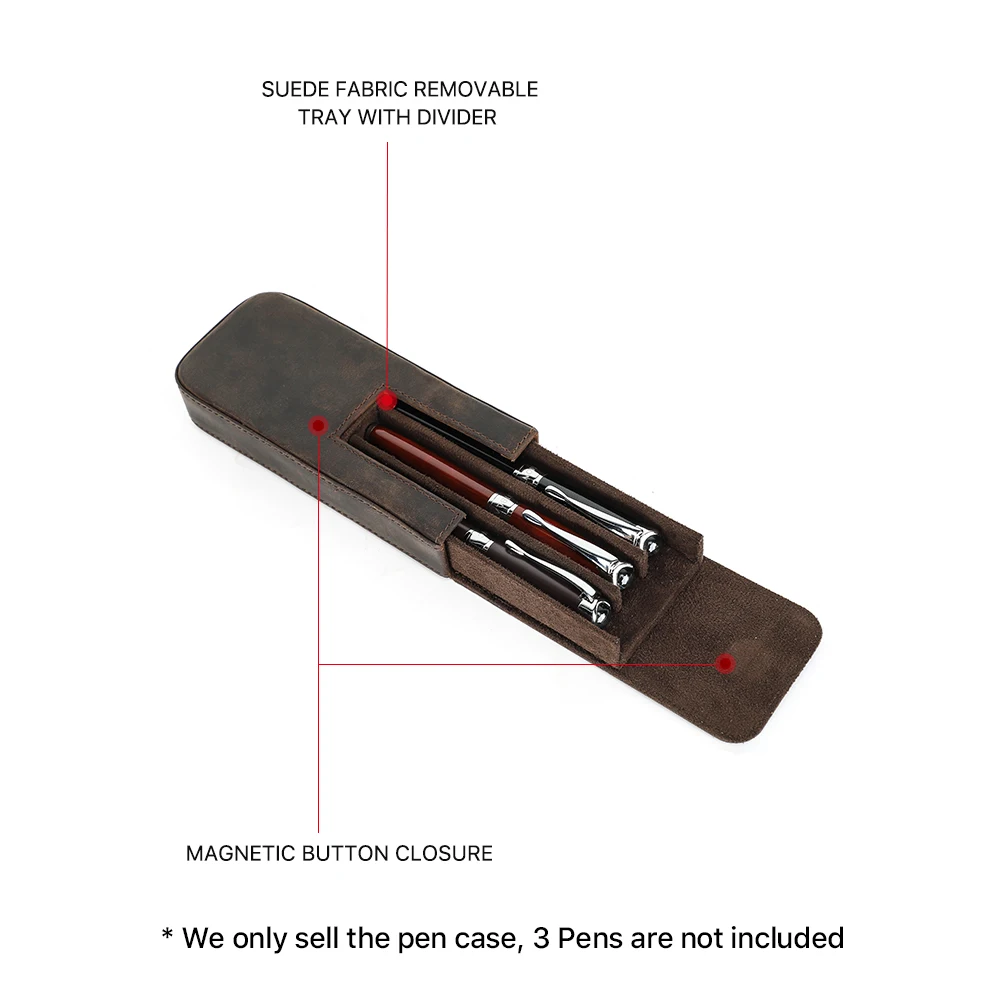 CONTACTS FAMILY Astuccio per penne a 3 slot in vera pelle con portapenne rimovibile Astuccio per matite Uomo Donna Ragazza Custodia per ufficio scuola