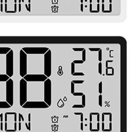 Large LCD Digital Wall Clock With Temperature Humidity Date Display Electronic For Living Room Office Home Decor White Black