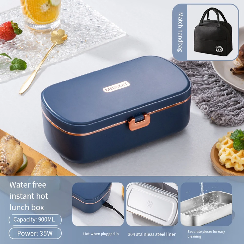 

Portable Electric Heated Lunch Box Stainless Steel Home Work Adult Meal Heating Bento Box Student Food Heated Warmer Container