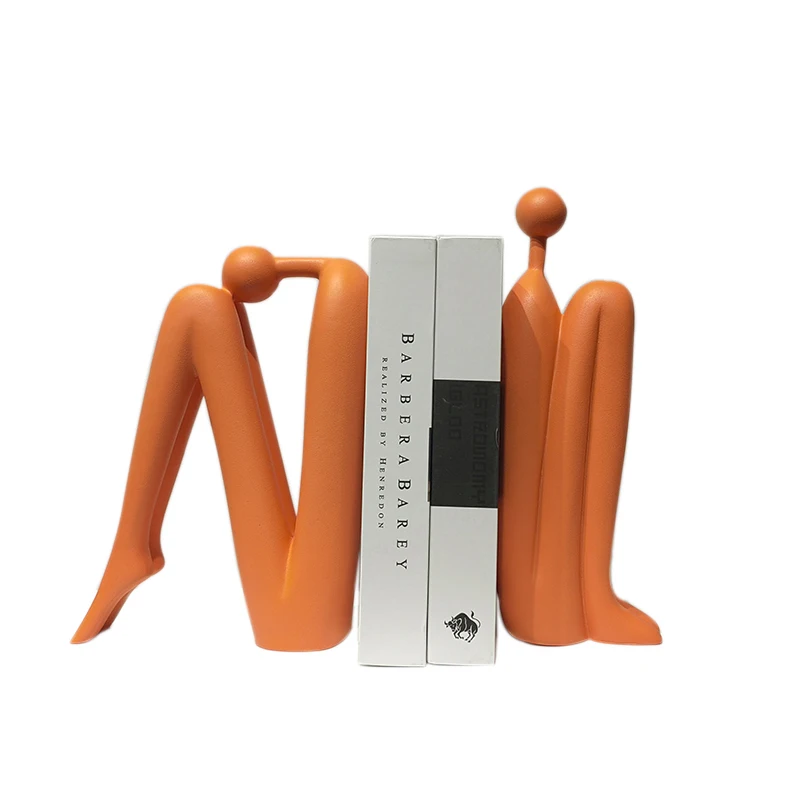 Modern Minimalist Abstract Character Bookend Ornament Resin Model Orange Yoga Man Sculpture Gift Crafts Home Decoration