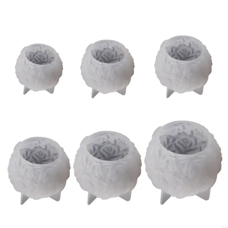 N5KA Large Silicone Mold DIY Flower Rose-Ball Scented Wax Mold