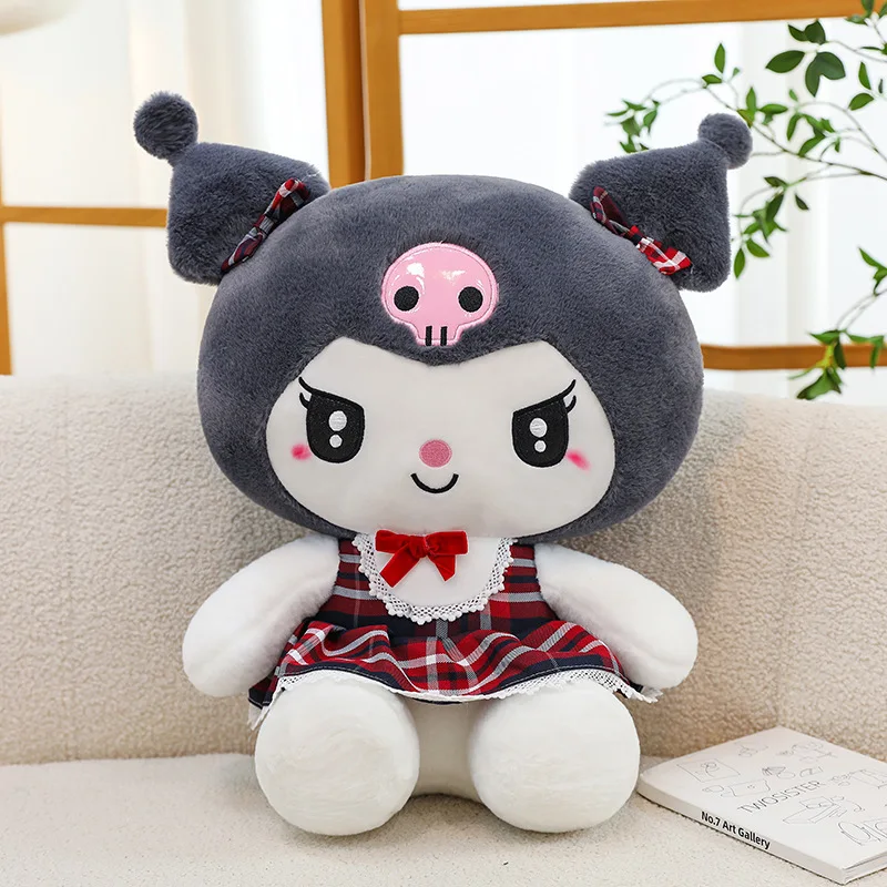 20-55CM Internet Celebrity New Cute Plaid Dress Bow Black Eye Plush Toy Girl Birthday Gift Pillow Child Comfort Doll