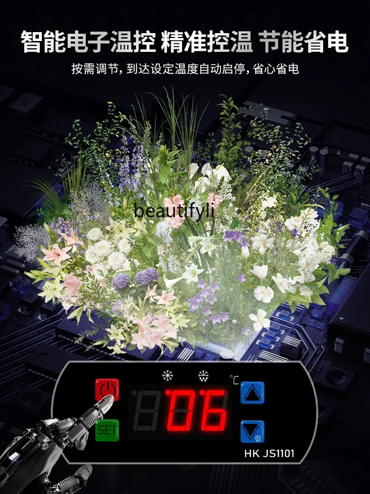 Flower Preservation Commercial Glass Refrigerated Cabinet Flower Shop Floral Large Capacity Display Cabinet